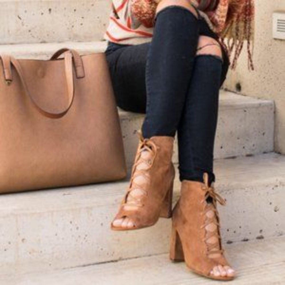 Sam Edelman Yvie Saddle Suede Open Toe Bootie 8.5